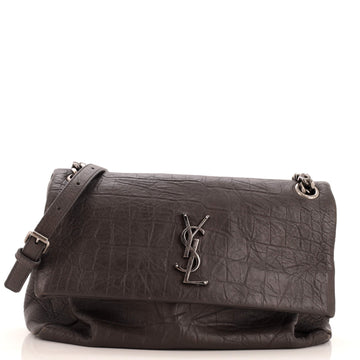 Saint Laurent West Hollywood Shoulder Bag Crocodile Embossed Leather Medium