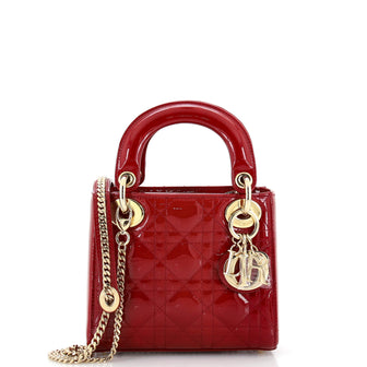 Christian Dior Lady Dior Chain Bag Cannage Quilt Patent Mini