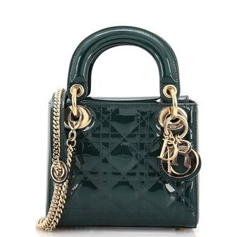 Christian Dior Lady Dior Chain Bag Cannage Quilt Patent Mini