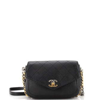 Chanel Two Tone Envelope Flap Bag Quilted Calfskin Medium