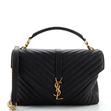 Saint Laurent Classic Monogram College Bag Matelasse Chevron Leather Large