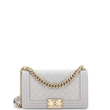 Chanel Boy Flap Bag Quilted Caviar Old Medium