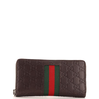 Gucci Web Zip Around Wallet Guccissima Leather