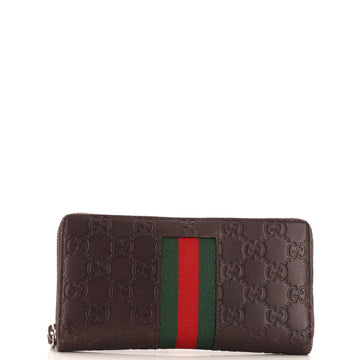 Gucci Web Zip Around Wallet Guccissima Leather