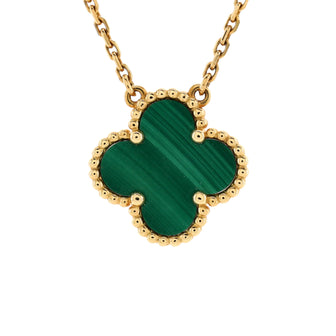 Van Cleef & Arpels Vintage Alhambra Pendant Necklace 18K Yellow Gold and Malachite