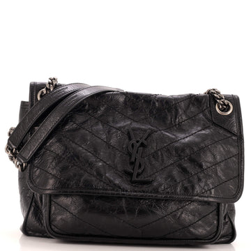 Saint Laurent Niki Chain Flap Bag Matelasse Chevron Leather Medium
