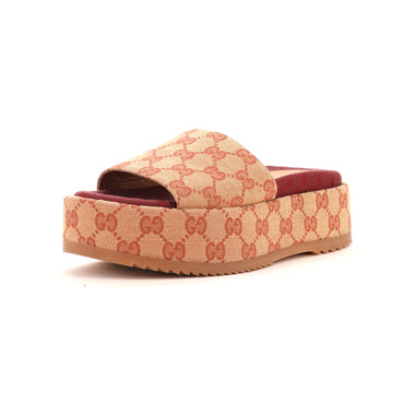 Gucci Women's Angelina Platform Slide Sandals GG Canvas