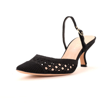 Christian Dior Women's Capture Heeled Mules Cannage Embroidered Canvas