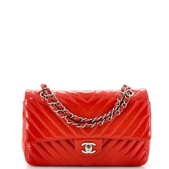 Chanel Classic Double Flap Bag Chevron Patent Medium