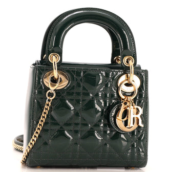 Christian Dior Lady Dior Chain Bag Cannage Quilt Patent Mini