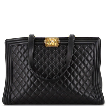 Chanel Boy Shopping Tote Quilted Lambskin Large