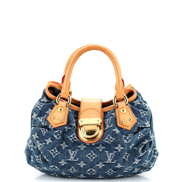 Louis Vuitton Pleaty Handbag Denim Small