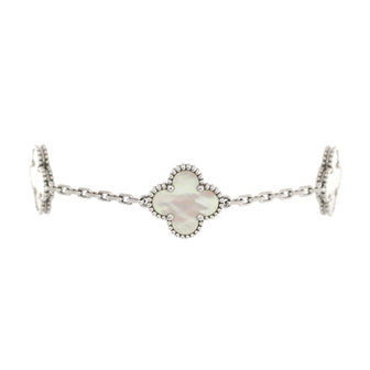 Van Cleef & Arpels Vintage Alhambra 5 Motifs Bracelet 18K White Gold and Mother of Pearl