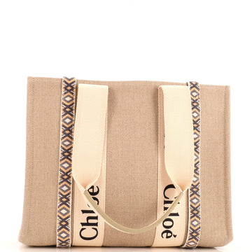 Chloe Woody Tote Canvas with Leather Medium