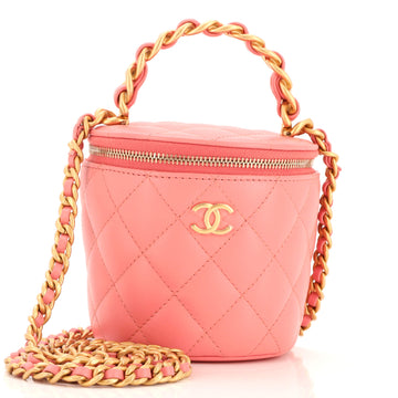 Chanel Woven Chain Top Handle Vanity Bucket Bag Quilted Lambskin