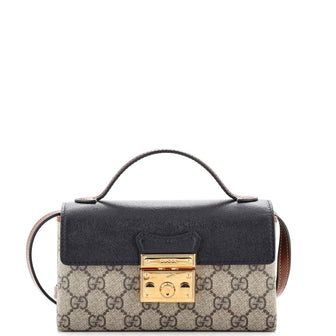 Gucci Padlock Top Handle Bag GG Coated Canvas and Leather Mini