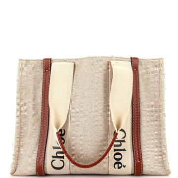Chloe Woody Tote Canvas with Leather Medium