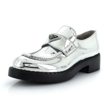 Prada Women's Triangle Logo Loafers Spazzolato Leather