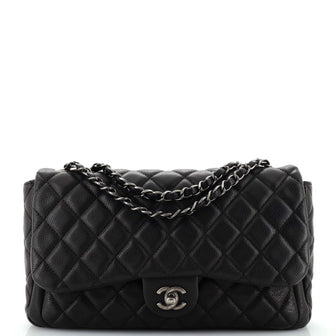 Chanel Now and Forever Flap Bag Quilted Caviar Jumbo