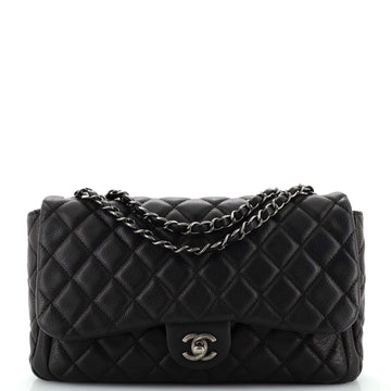 Chanel Now and Forever Flap Bag Quilted Caviar Jumbo