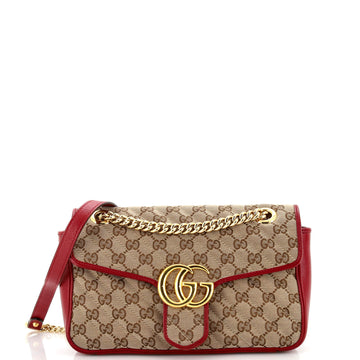 Gucci GG Marmont Flap Bag Diagonal Quilted GG Canvas Small