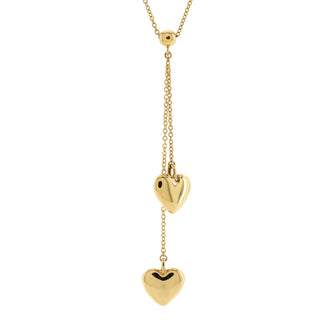 Tiffany & Co. Double Heart Dangle Pendant Necklace 18K Yellow Gold