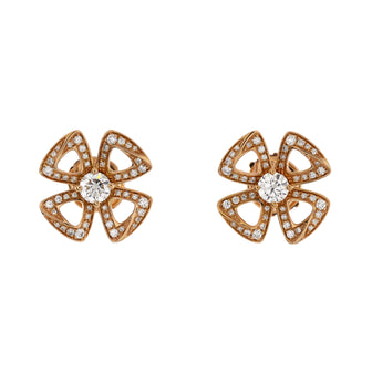 Bvlgari Fiorever Stud Earrings 18K Rose Gold and Diamonds