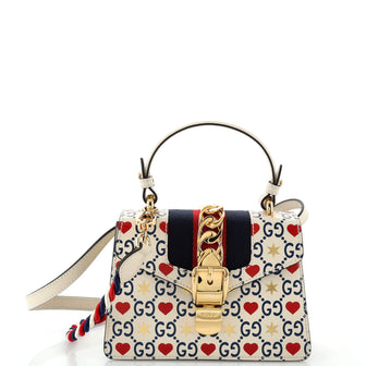 Gucci Sylvie Top Handle Bag Limited Edition Valentines GG Printed Leather Mini