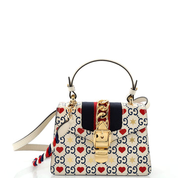 Gucci Sylvie Top Handle Bag Limited Edition Valentines GG Printed Leather Mini