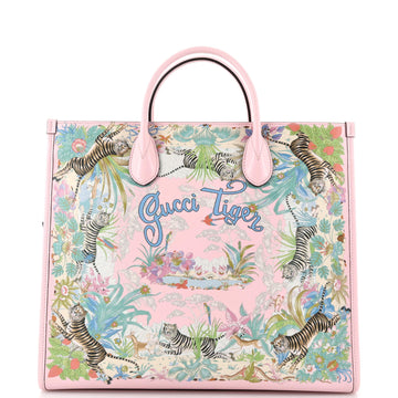Gucci Gucci Tiger Convertible Open Tote Printed Leather Medium