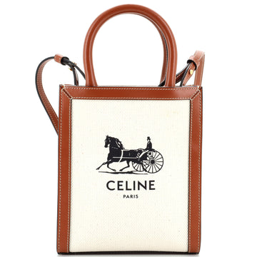 Celine Sulky Vertical Cabas Tote Canvas with Leather Mini