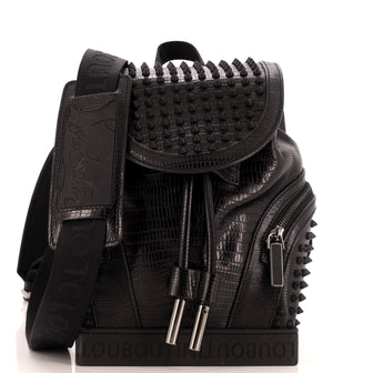 Christian Louboutin Explorafunk Backpack Crocodile Embossed Spiked Leather Small