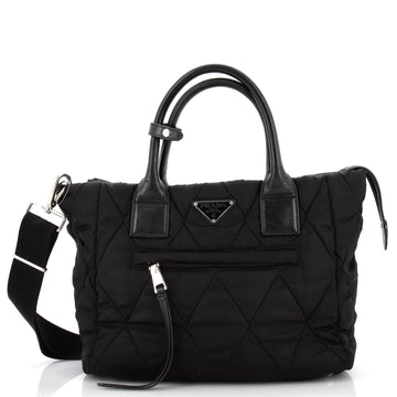 Prada Convertible Zip Tote Quilted Tessuto Small