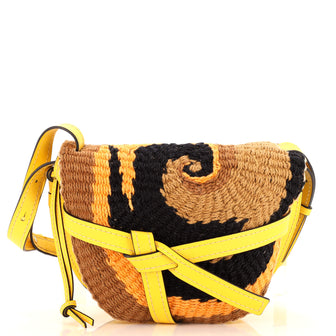 Loewe Gate Shoulder Bag Leather with Raffia Small