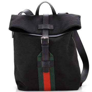 Gucci Web Fold Over Backpack (Outlet) Techno Canvas Medium