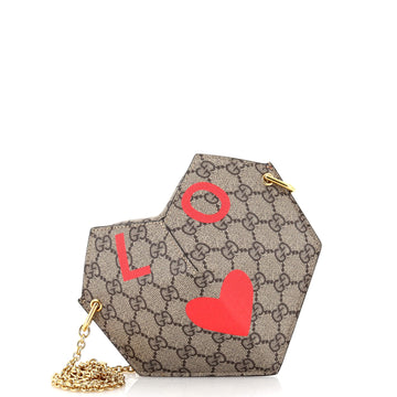 Gucci Valentine's Day Heart Bag Printed GG Coated Canvas Small