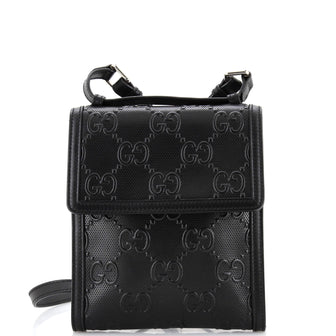 Gucci Flap Crossbody Bag GG Embossed Perforated Leather Small