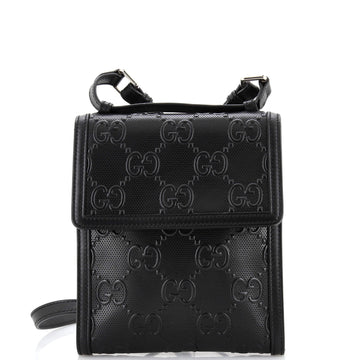 Gucci Flap Crossbody Bag GG Embossed Perforated Leather Small