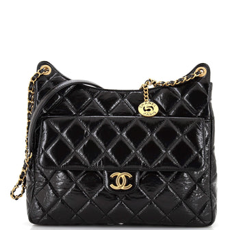 Chanel Wavy CC Hobo Quilted Crumpled Calfskin Large
