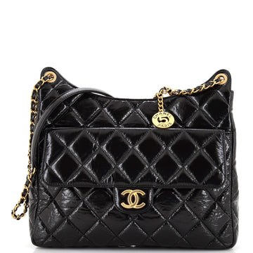 Chanel Wavy CC Hobo Quilted Crumpled Calfskin Large