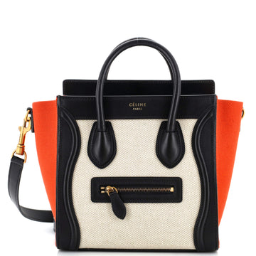 Celine Tricolor Luggage Bag Canvas and Leather Nano