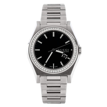 Gucci Pantheon Quartz Watch Stainless Steel with Diamond Bezel 44