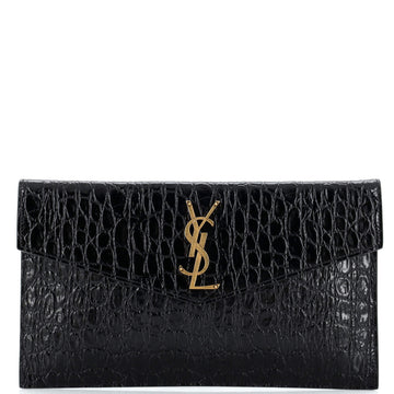 Saint Laurent Uptown Pouch Crocodile Embossed Leather
