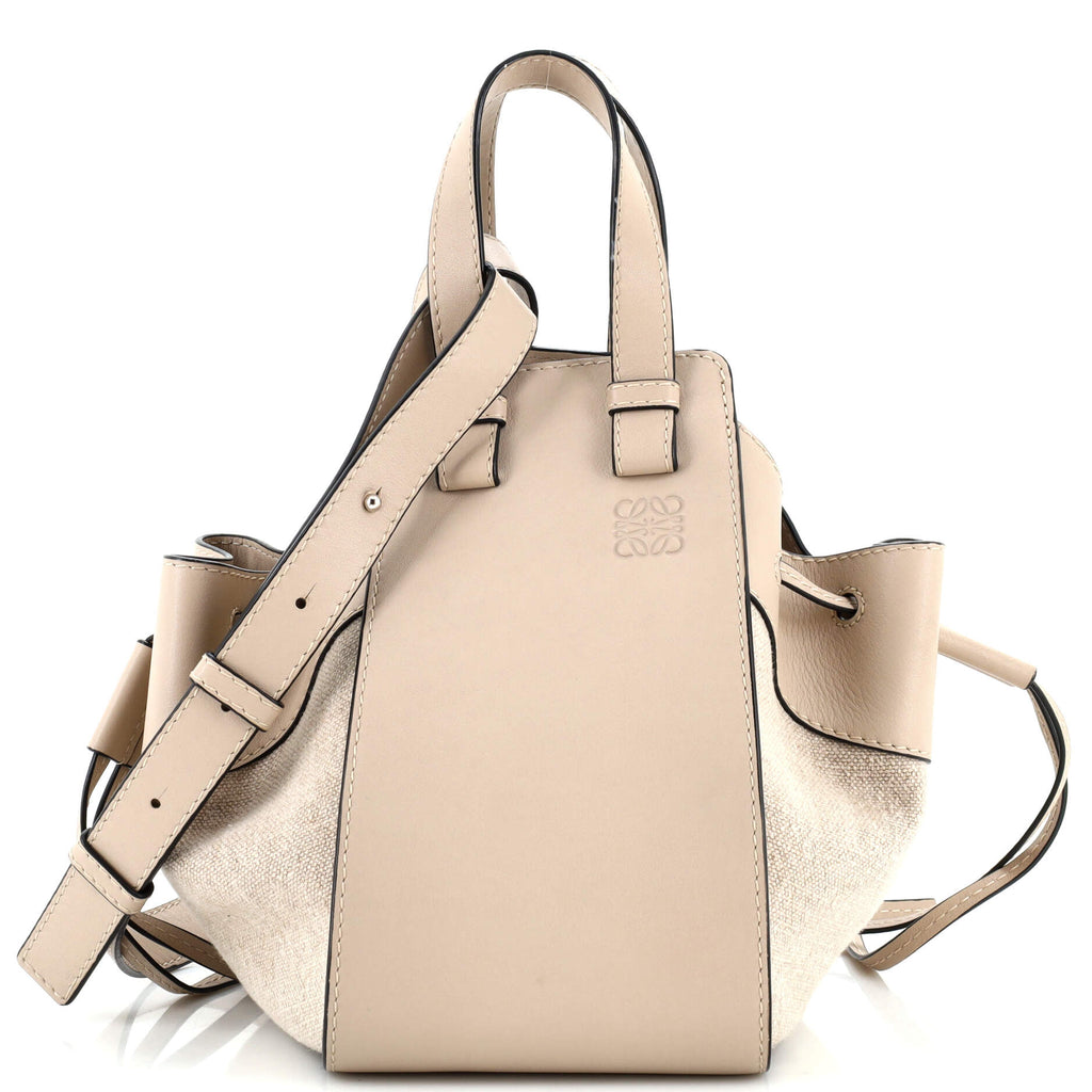 Loewe Hammock Bag Leather and Canvas Small Neutral 26963661
