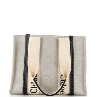 Chloe Woody Tote Canvas with Leather Medium
