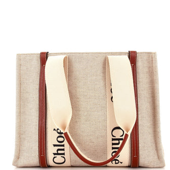 Chloe Woody Tote Canvas with Leather Medium
