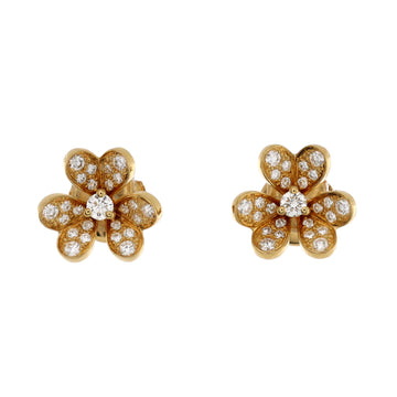 Van Cleef & Arpels Frivole Stud Earrings 18K Yellow Gold and Pave Diamonds Mini