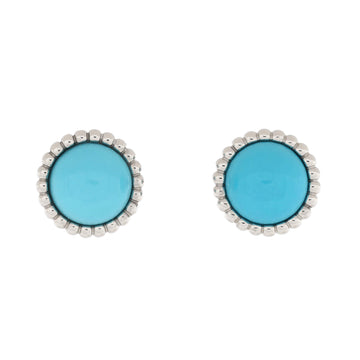 Van Cleef & Arpels Perlée Couleurs Stud Earrings 18K White Gold and Turquoise