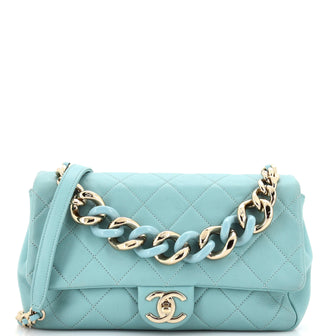 Chanel Resin Elegant Chain Flap Bag Quilted Lambskin Large