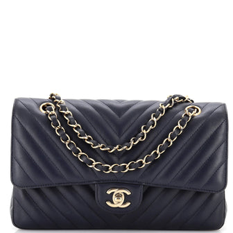 Chanel Classic Double Flap Bag Chevron Lambskin Medium